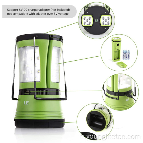 Lumière de camping rechargeable avec 2 torches détachables